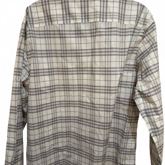 Burberry Men's Designer White Grey Button Down Dress Shirt XXL - EUC - Picture 2 of 3